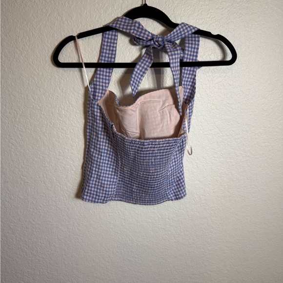 Reformation Malika Linen Top stellar check - Picture 4 of 8